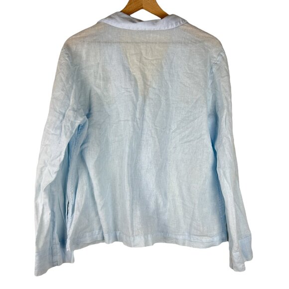 J. Crew Blue Featherweight Linen Blend Camp Collar Shirt - Picture 6 of 6